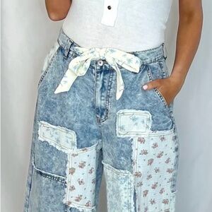 POL Blue Patchwork Women Jeans